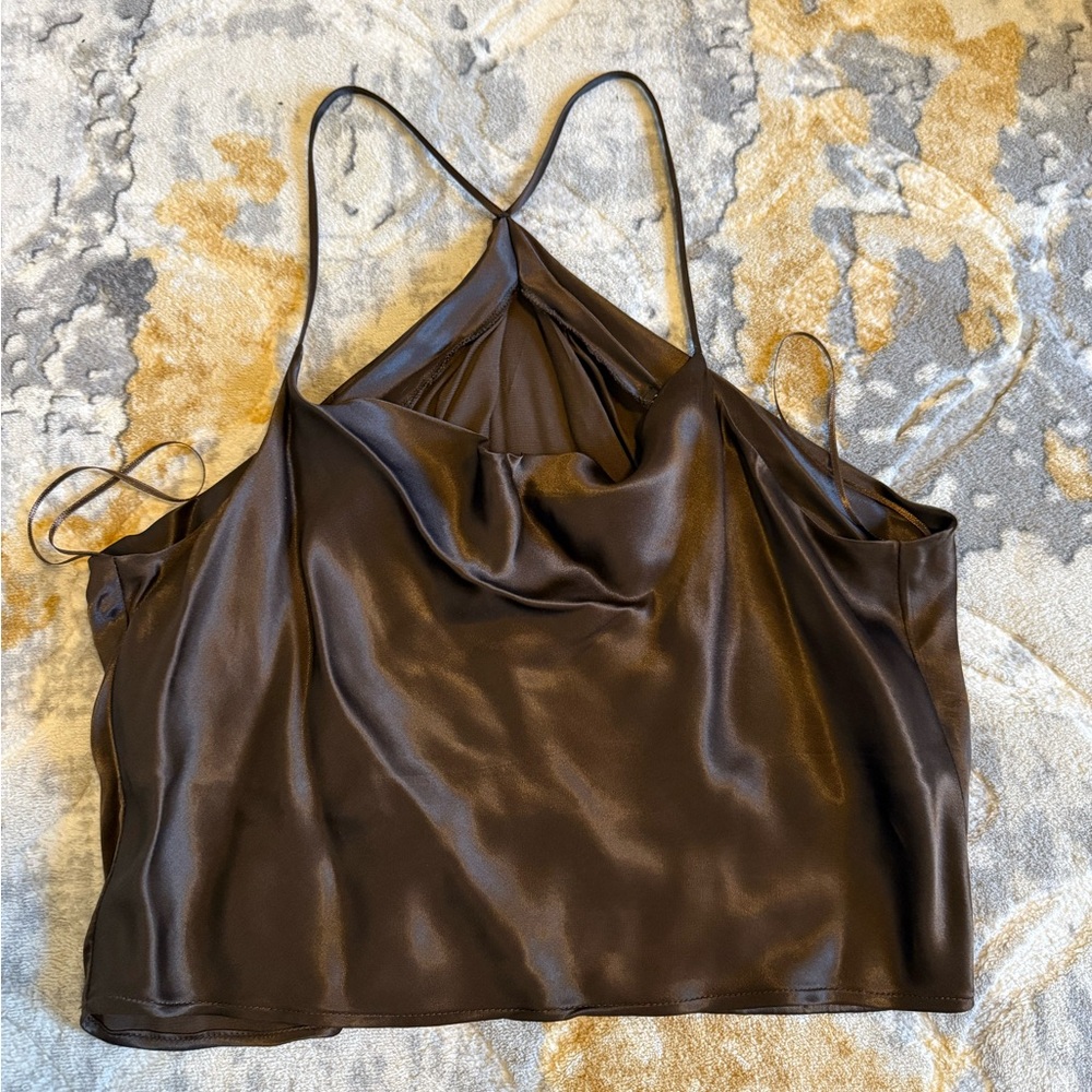 Zara Dark Brown Satin Top